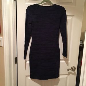Fitted stretchy knit long sleeve dress